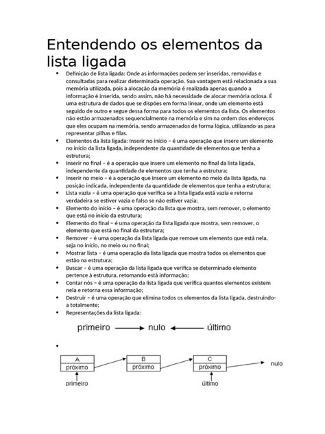 Entendendo Os Elementos Da Lista Ligada Pdf Ponteiro Programação