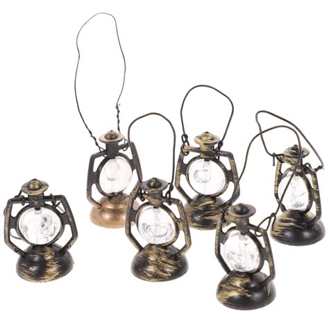 6 Pcs Models Mini Dollhouse Lantern Miniature Kerosene Lamp Figurine