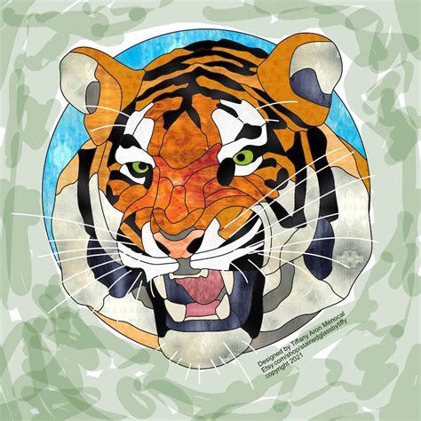 Tiger Stained Glass Pattern Digital Download Etsy