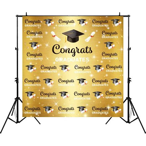 Buy Allenjoy 8x8ft Congrats Grad Backdrop Class Of 2022 Gold Glitter White And Black Graduation