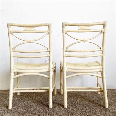 Boho Chic Cream Bamboo Rattan Dining Chairs Chairish