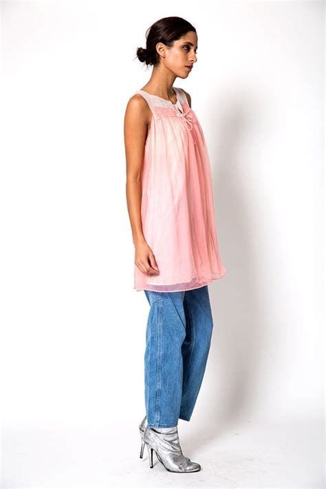 Pink Babydoll Scalloped Lace Lingerie Vintage Slip Dress Tunic Etsy