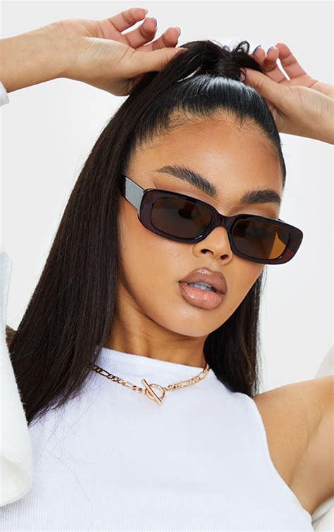 Brown Chunky Square Frame Sunglasses Accessories Prettylittlething Aus