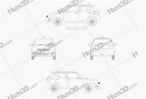 Suzuki Swift SZ L Hatchback 5 Door 2017 Blueprint 3DModels Org