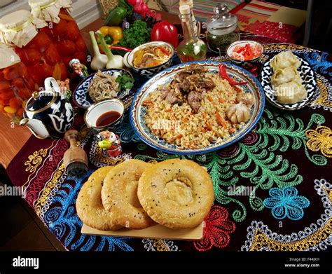 food set Central Asian cuisine Stock Photo - Alamy