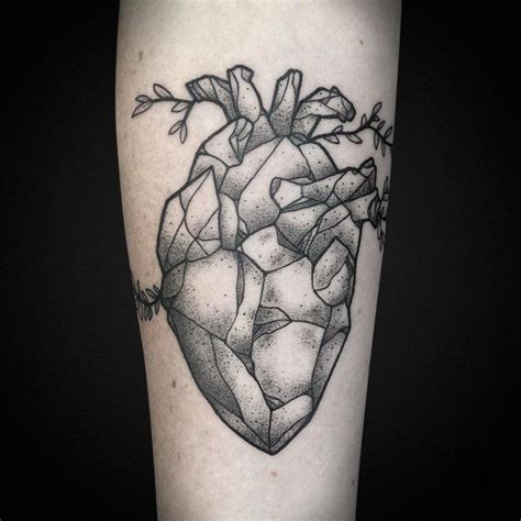 Realistic Stone Heart Tattoo