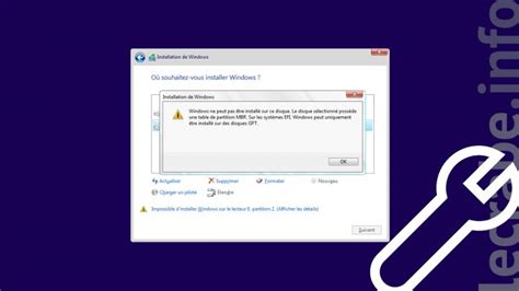Erreur Le Disque S Lectionn Poss De Une Table De Partition Mbr