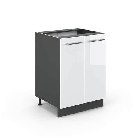 Vicco Meuble Bas De Cuisine Fame Line Blanc Haute Brillance Anthracite