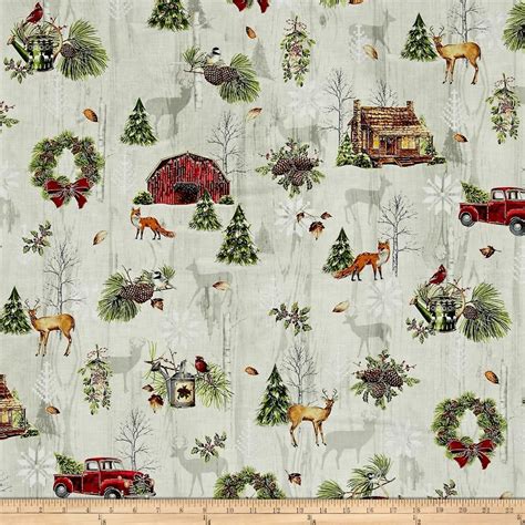 Cozy Cabin Christmas Allover Cabin Metallic Multi From Fabricdotcom