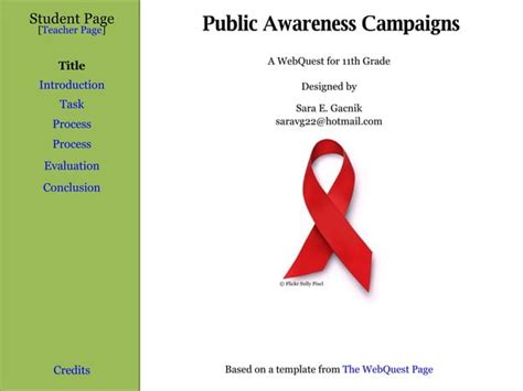 Public Awareness Campaign Project And Presentation Webquest Ppt