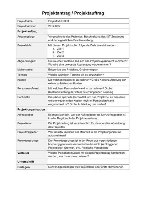 Projektauftrag Vorlage Gratis Word Vorlage