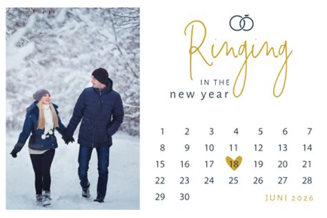 Foto Save The Date Kerstkaart Met Kalender En Ringen