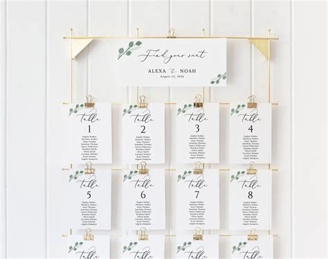 Wedding Seating Chart Template Greenery Seating Plan Find Your Seat