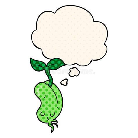 A Creative Cartoon Sprouting Bean And Thought Bubble In Comic Book