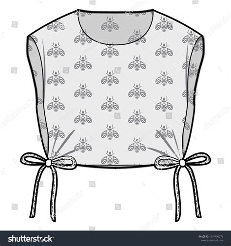 Woven Top Fashion Flat Sketch Template Stock Vector Royalty Free