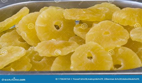 Sweet Pineapple Dried Candied Pineapple Rings In A Full Frame