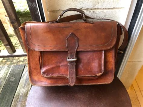 Ancien Cartable En Cuir Eur Picclick Fr