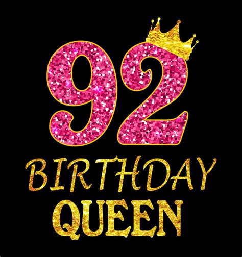 92 Years Old Birthday Queen Girl Shirt 92nd Birthday Pink Digital Art