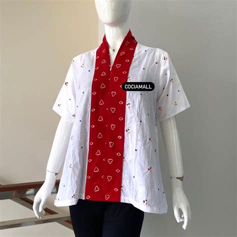 Jual Atasan Blouse Batik Merah Putih 17 Agustus Size Xs S M L Xl Xxl