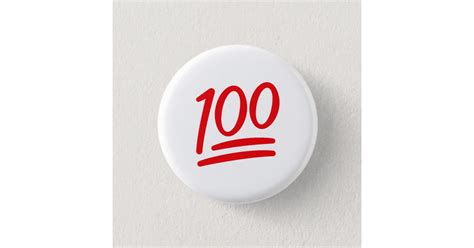 Red White Keep it 100 Emoji Symbol Icon Pin | Zazzle