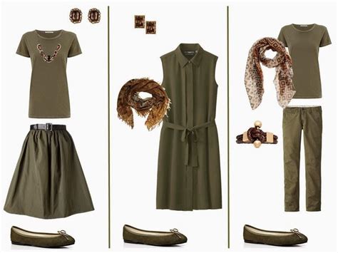 Olive Capsule Wardrobe With Accessories In Brown Lacy Gold And