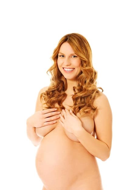 Premium Photo Portrait Of Naked Pregnant Woman Standing Against White