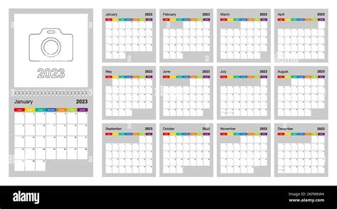 Calendario De Dise O Colorido Conjunto De P Ginas De