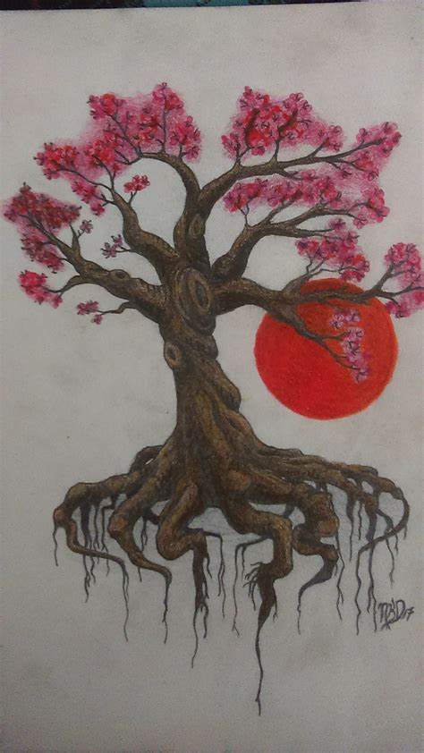 Cherry Blossom Tree Drawing For Tattoo