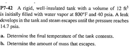 Solved P7 42 A Rigid Well Insulated Tank With A Volume Of Chegg