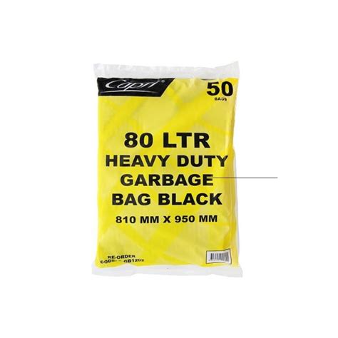 Buy HEAVY DUTY GARBAGE BAGS BLACK 80LT 50S Online | Australia | MFD Food