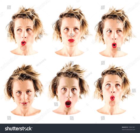 Collection Of Six Faces Showing Different Emotions Stock Photo 73941961 ...