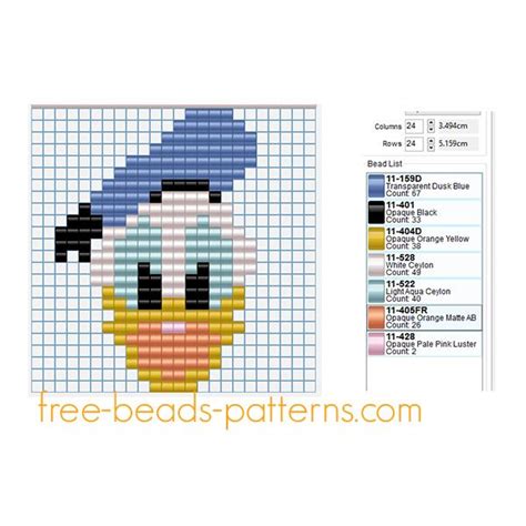 Disney Donald Duck face free Hama Beads Pyssla pattern download - free ...