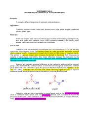 9 Properties Of Carboxylic Acids And Esters Converted Pdf EXPERIMENT