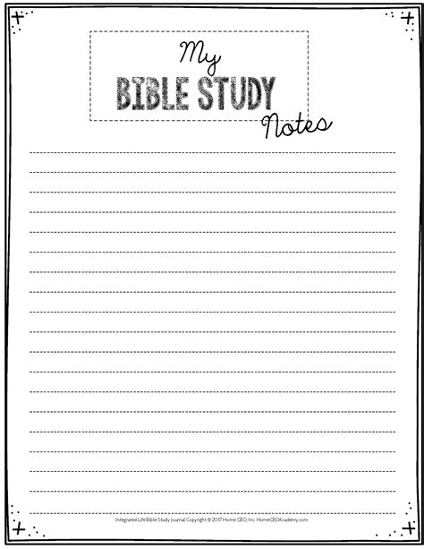 Printable Bible Study Journal Template