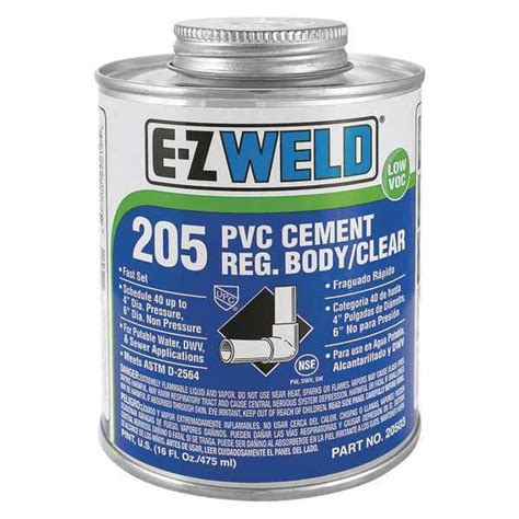 Ez Weld Cement 16 Oz Clear PVC Low VOC 20503 Zoro