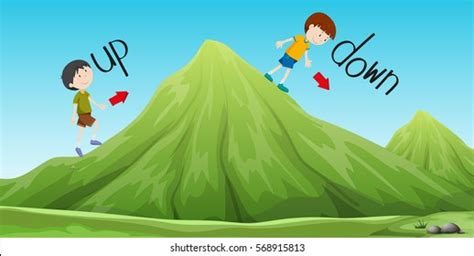 Boys Walking Down Hill Illustration Stock Vector Royalty Free