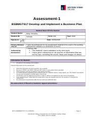 BSBMGT617 Assessment Task 1 Docx Assessment 1 BSBMGT617 Develop And