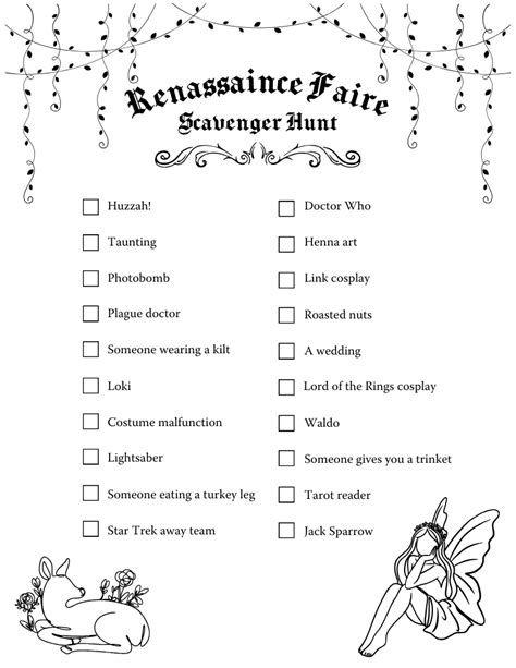 Ren Faire Scavenger Hunt By Eliot Crow