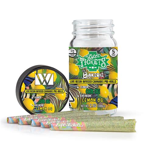 Lift Tickets Oak Og X Lemon Og 05g Infused Pre Roll Multipack 5