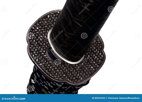 Tsuba Hand Guard Of Japanese Sword Stock Image Image Of Background