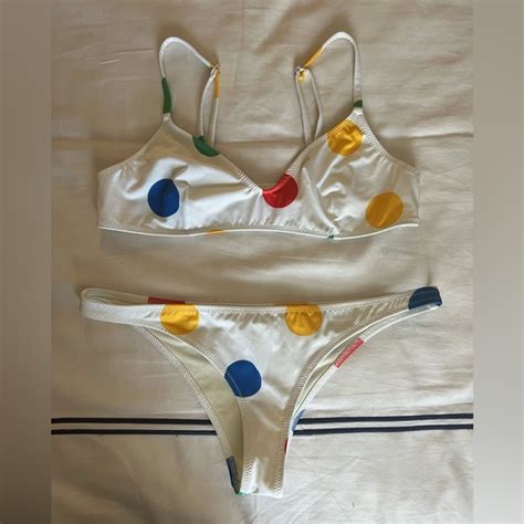 Solid Striped Swim Solid Striped Polka Dot Bikini Set Poshmark