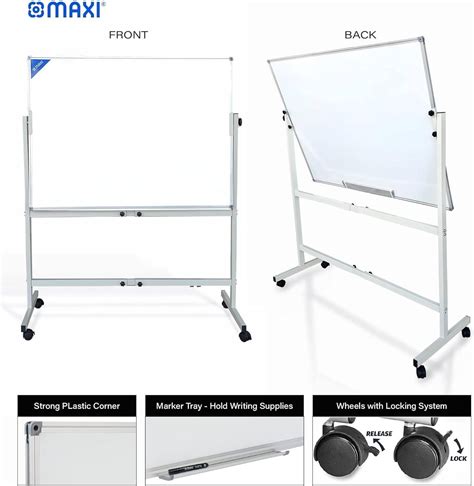 Maxi Double Sided Magnetic Reversible Whiteboard With Stand 90x180