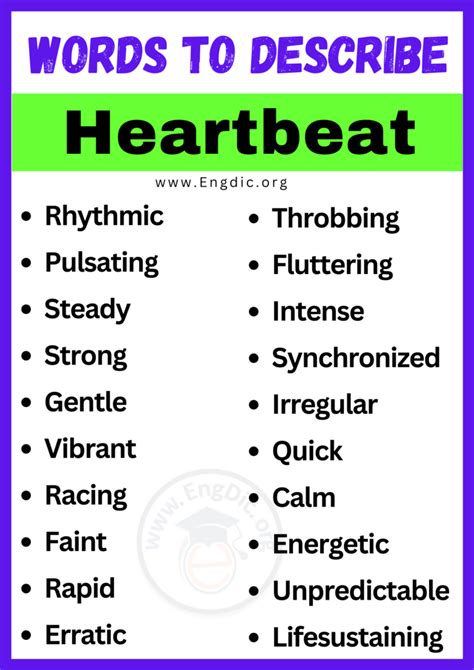 20 Best Words To Describe Heartbeat Adjectives For Heartbeat EngDic