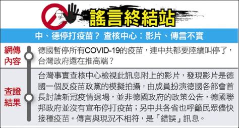 謠言終結站》中、德停打疫苗？ 查核中心︰影片、傳言不實 政治 自由時報電子報