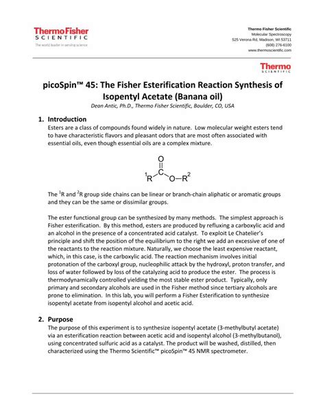 Pdf Lesson Plan Synthesis Of Isopentyl Acetate Banana Oil Prone