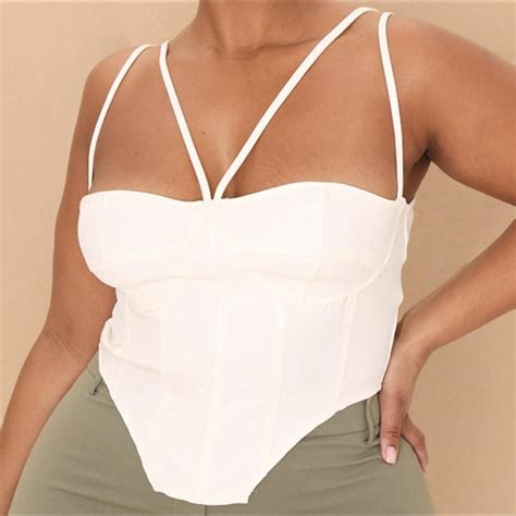 Plus Cream Bust Detail Corset Top Depop