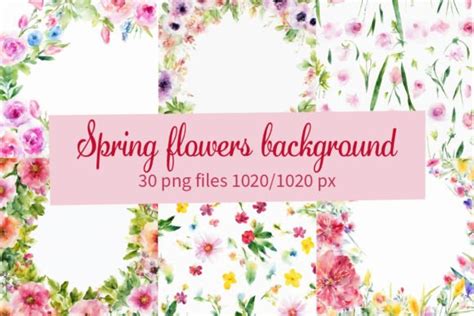 Spring Watercolour Flowers Background Graphic By Elalalala Creative