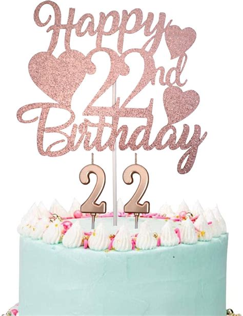 Happy 22nd Birthday Cake Topper Rose Gold 22nd Birthday