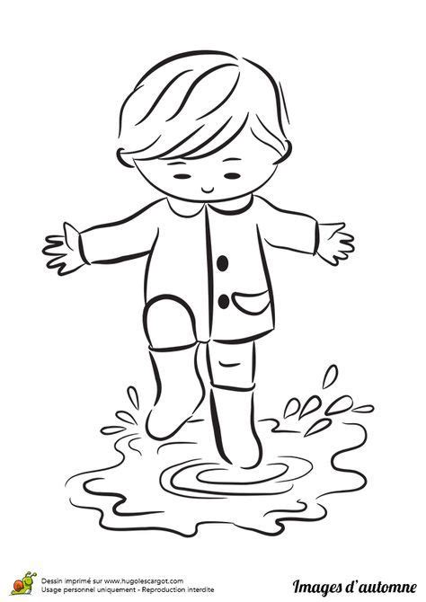 Coloriage Dessin Automne Enfant Dans Les Flaques Coloriage Dessin