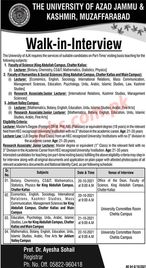 University Of Ajk Muzaffarabad Jobs For Teaching Faculty On